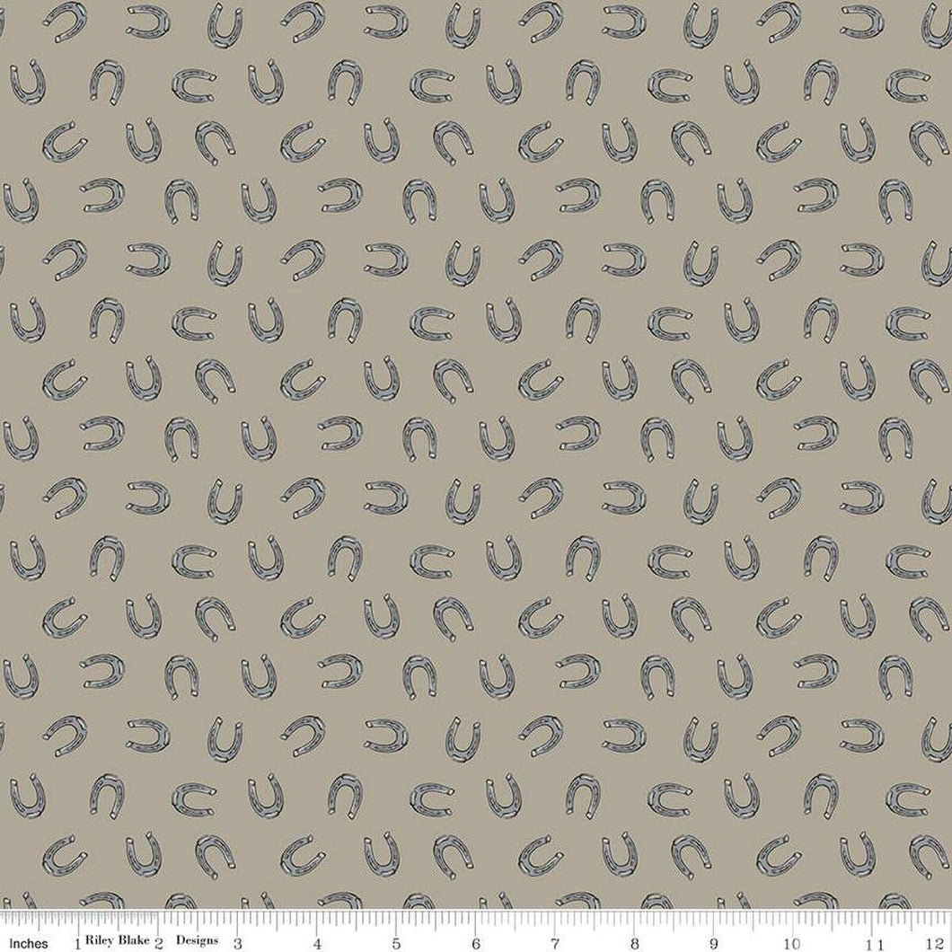 Cowboys Horseshoes Khaki Cotton Fabric