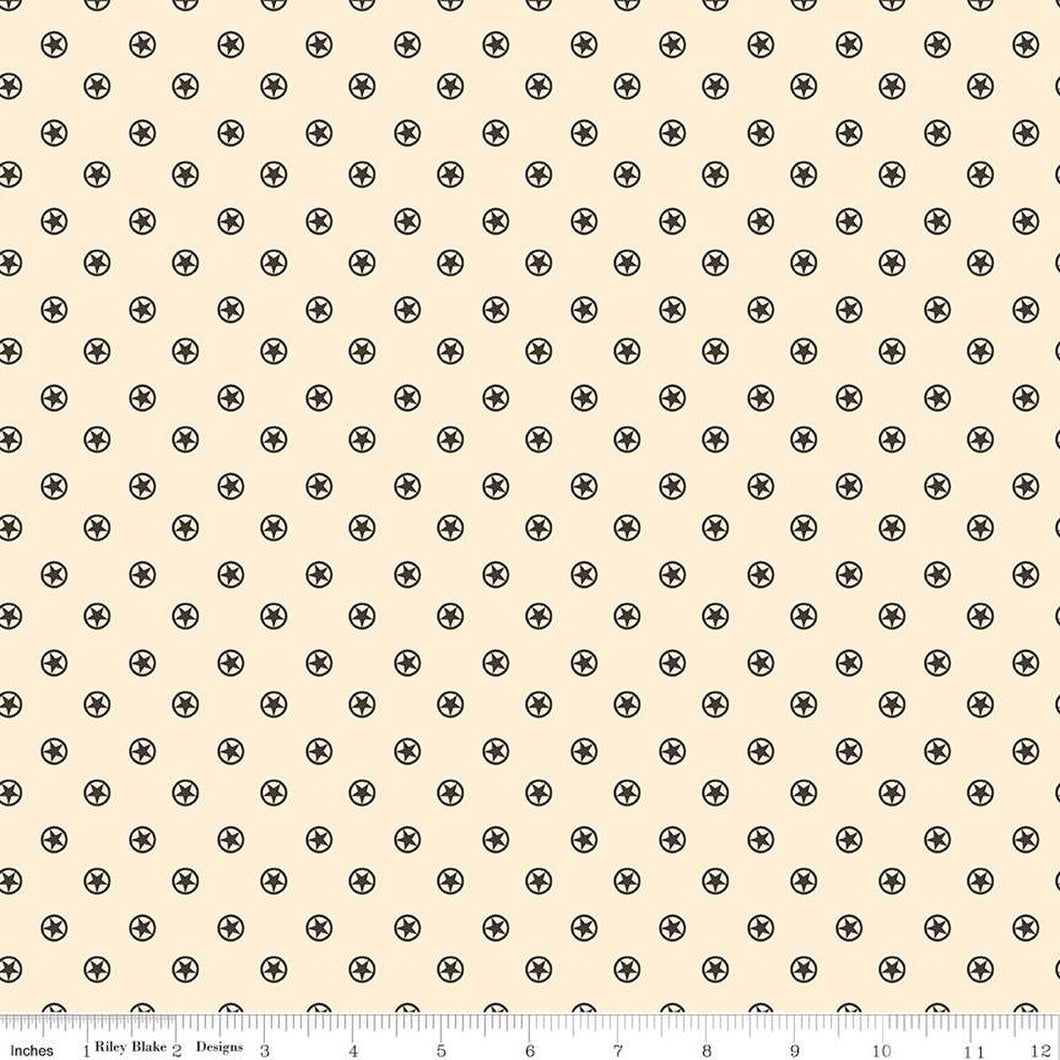 Cowboys Circle Stars Cream Cotton Fabric