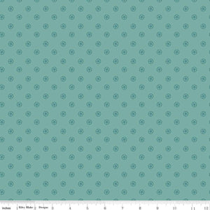 Cowboys Circle Stars Teal Cotton Fabric