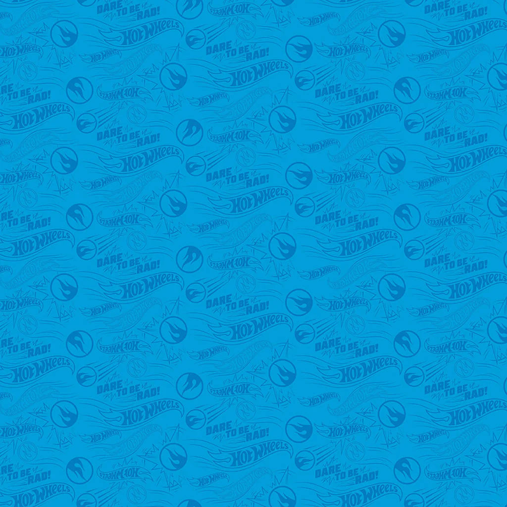 Hot Wheels Blue Dare to be Rad Cotton Fabric