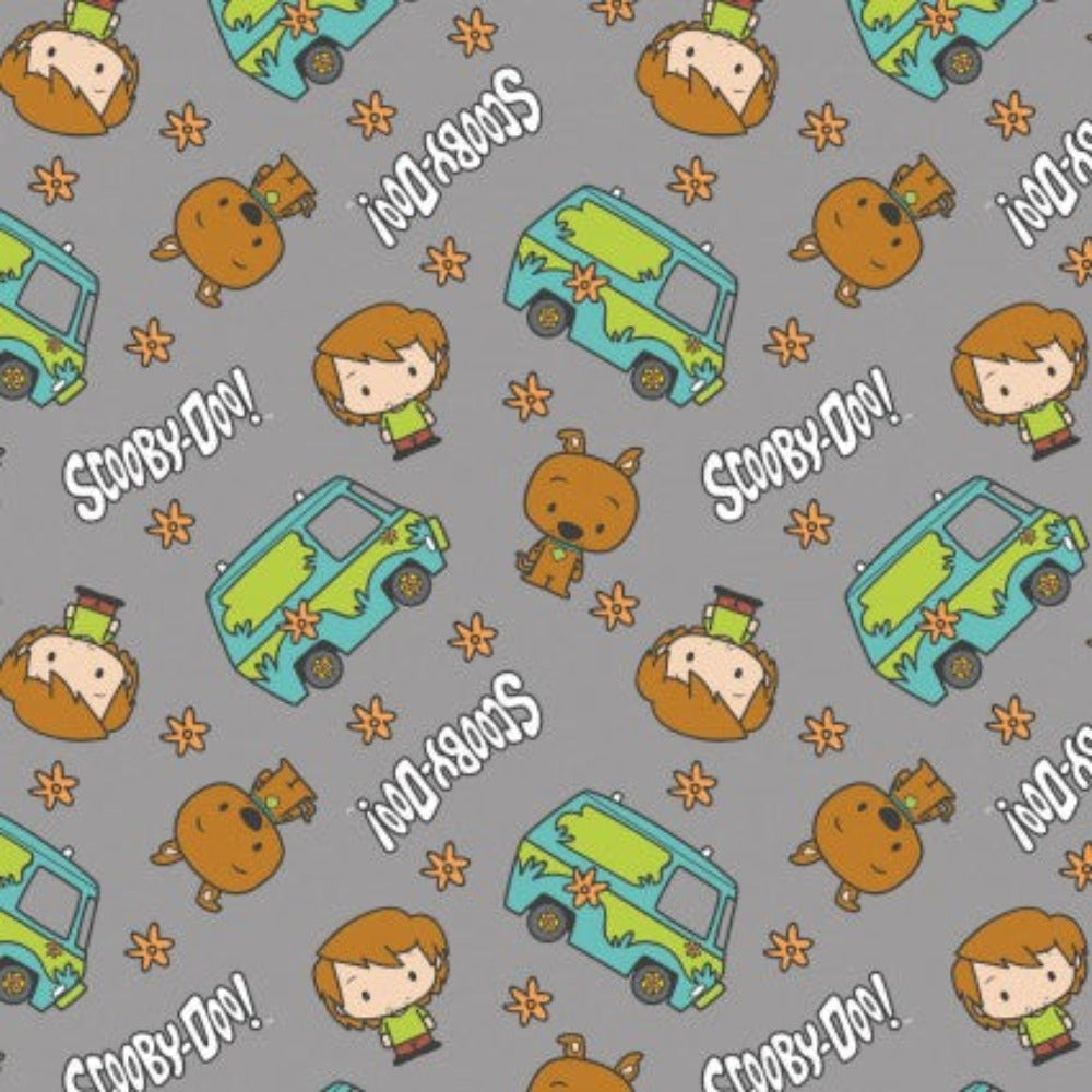 Scooby-Doo Chibi Floral Toss Cotton Fabric