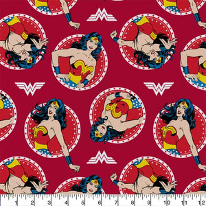 Wonder Woman Circles Cotton Fabric - 1 Yard Precut