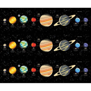 Outer Space by NASA Solar System Black Panel Cotton Fabric