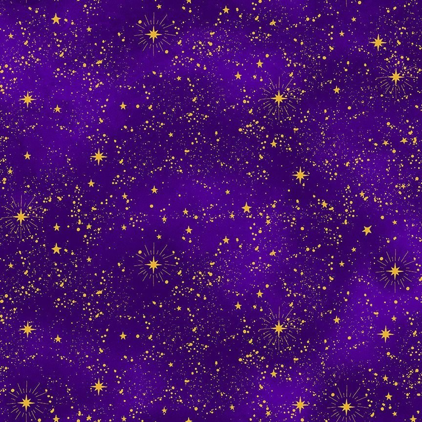 Starry Sky Cosmos Purple Cotton Fabric