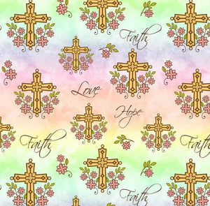 Handmade Single Layer 58"x 72" Fleece Throw Blanket "Christian Crosses ”