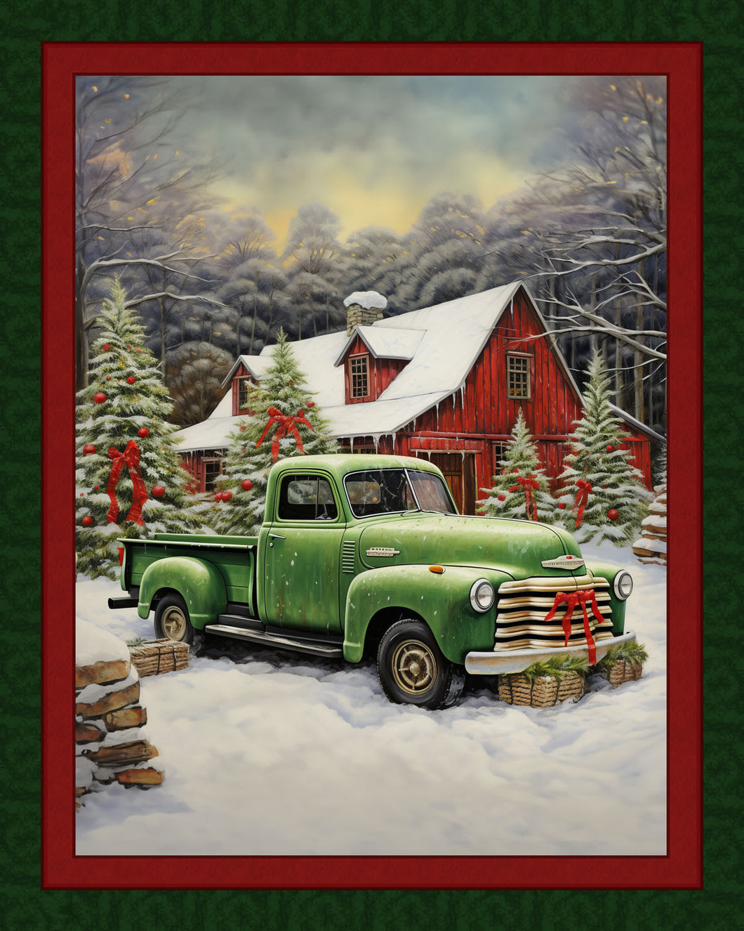 Christmas At The Barn Panel Cotton Fabric