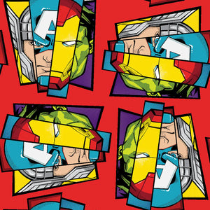 Avengers Faces Red Fleece Fabric