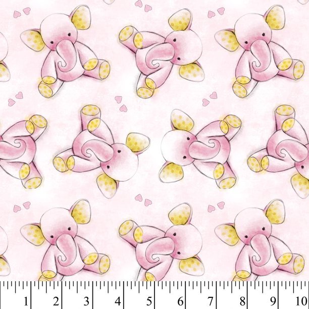 Pink Elephants Cotton Fabric - Fat Quarter (18