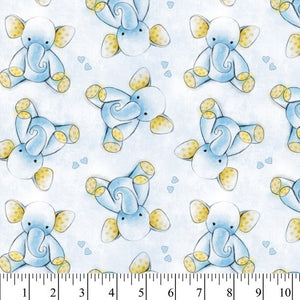 Blue Elephants Cotton Fabric - Fat Quarter (18"x22") Precut