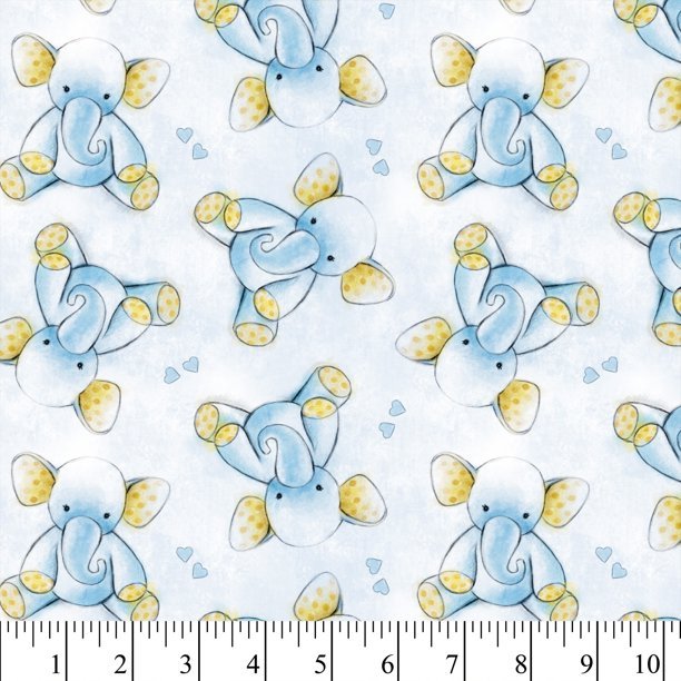 Blue Elephants Cotton Fabric - Fat Quarter (18