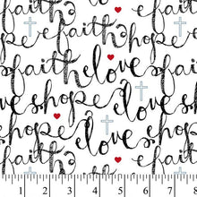 Load image into Gallery viewer, Faith, Hope &amp; Love Words Cotton Fabric - Fat Quarter (18&quot;x22&quot;) Precut
