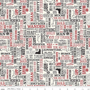 Wild at Heart Words Cream Flannel Fabric