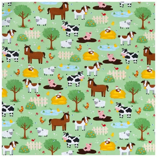 Farm Animals Cotton Calico Fabric