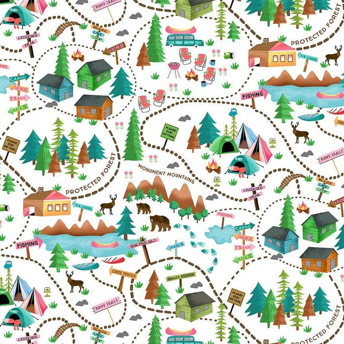 Outdoor Camping National Forest White Cotton Fabric