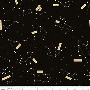 Outer Space by NASA Constellations Black Glow in the Dark Cotton Fabric