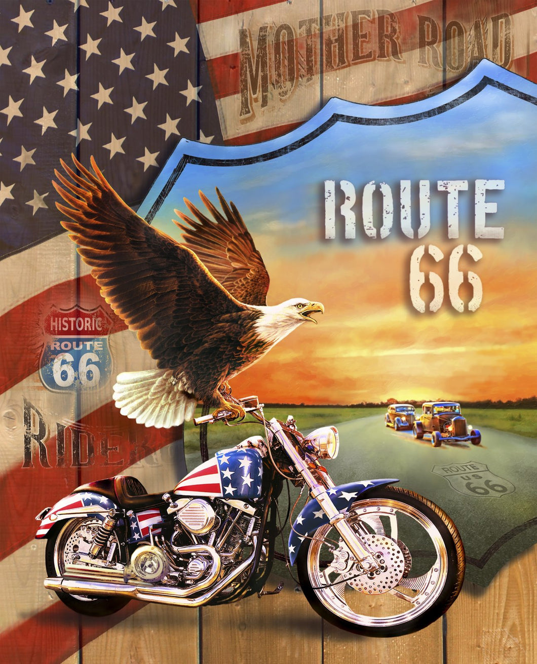 Route 66 Freedom Ride Panel Fabric