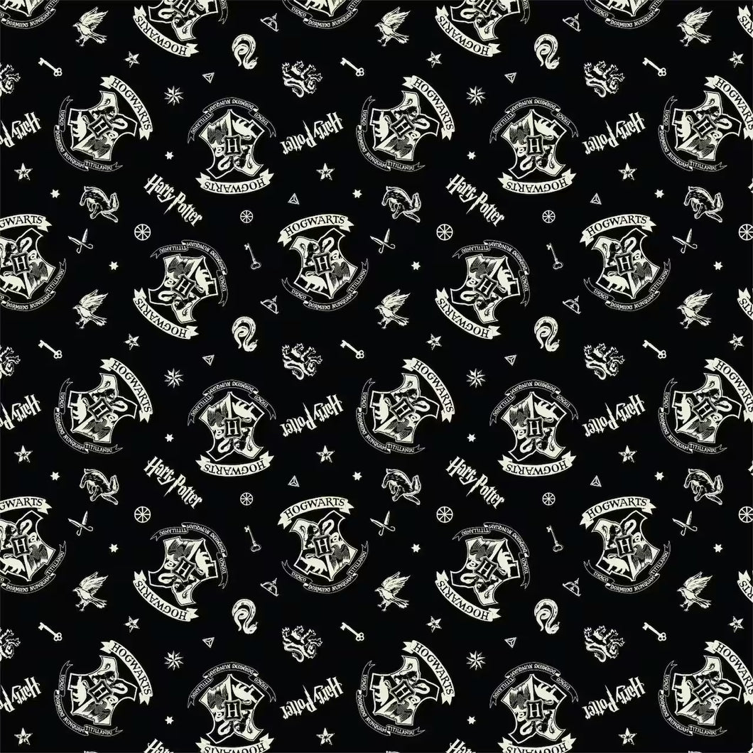 Harry Potter Black Tossed Cotton Fabric