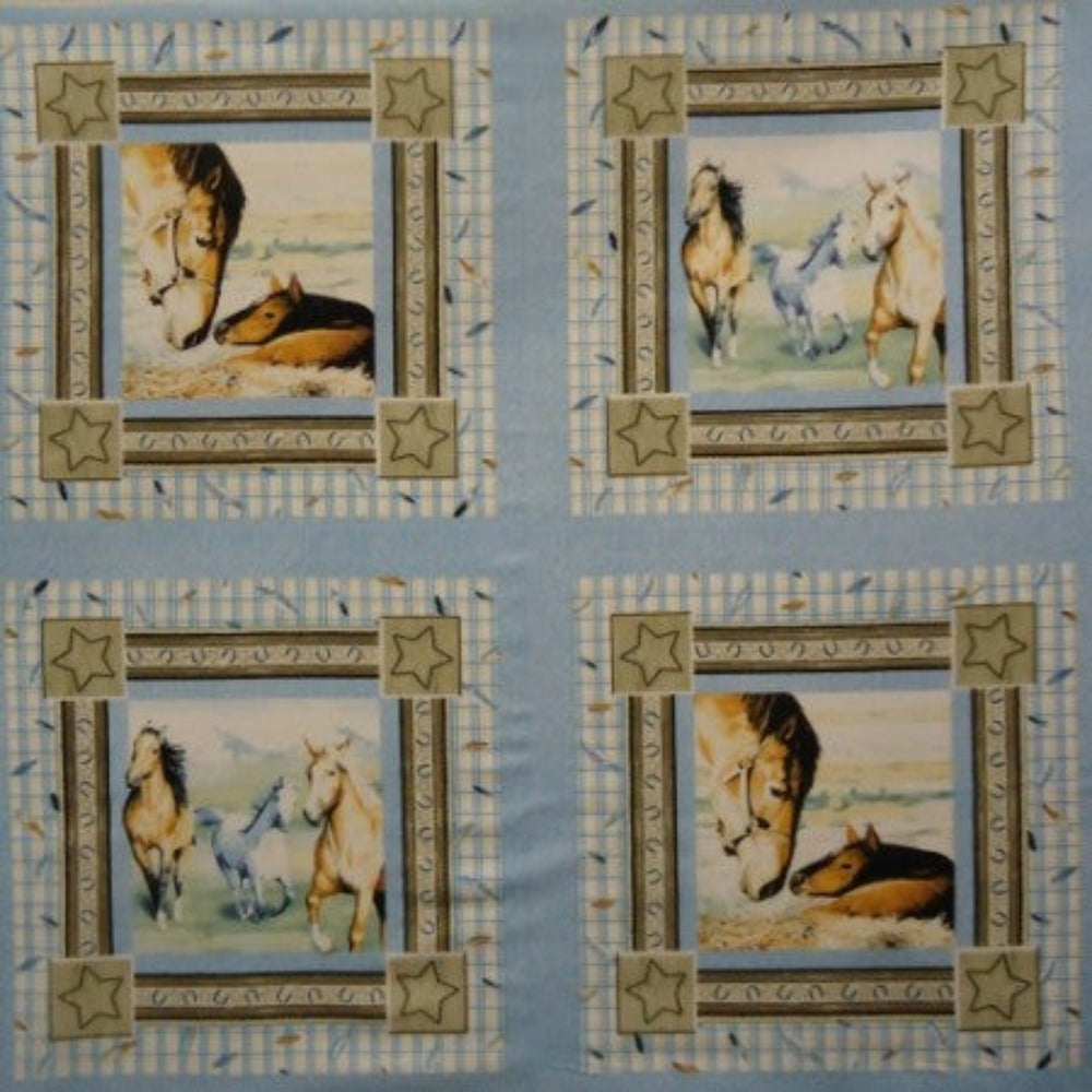 Natures Gift (Horses) Pillow - Beige Panel Cotton Fabric