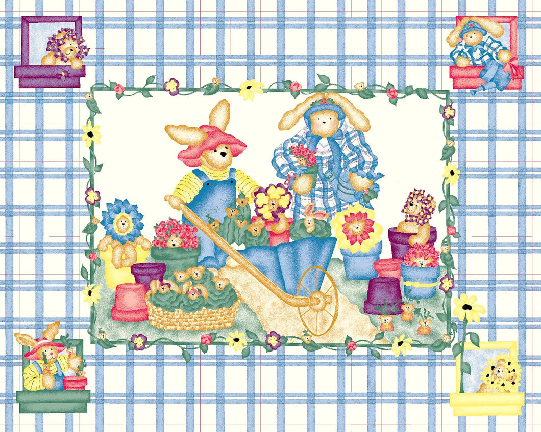 Handmade Tapestry “Garden Bear Baby Blue