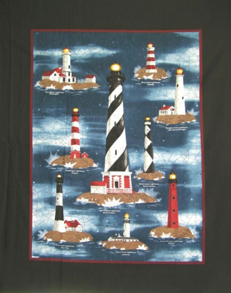 Harbor Lights Wallhanging Navy Panel Cotton Fabric