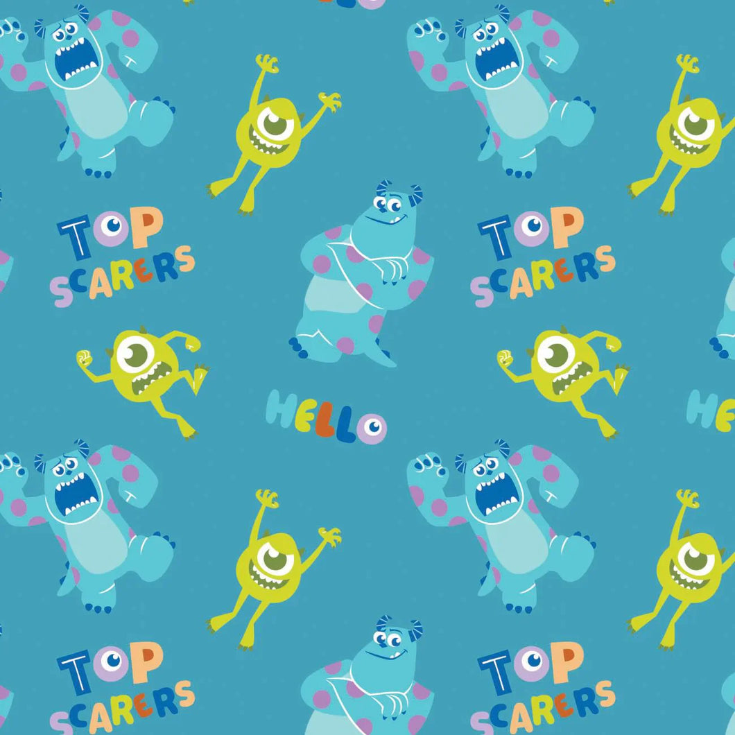 Monsters Inc Top Scarers Blue Cotton Fabric- Precut 2 Yards