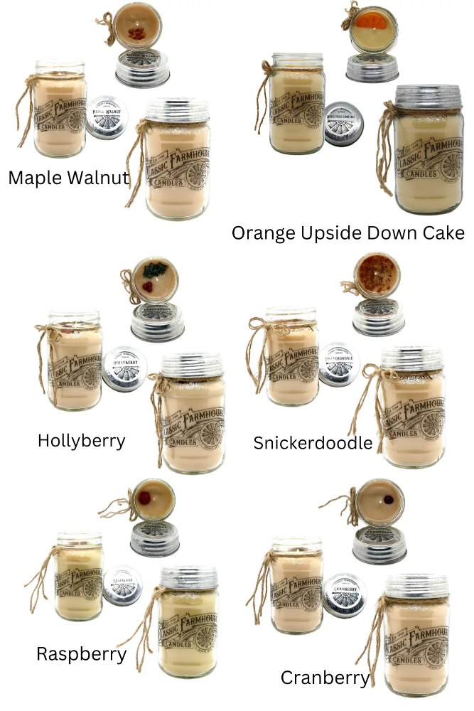 Classic Farmhouse Mason Jar Candles (6 Candles)