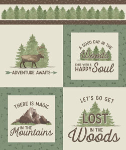 Let's Get Lost in the Woods Adventure Awaits Cotton Panel