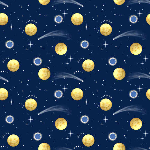 Celestial Planets Navy Cotton Fabric