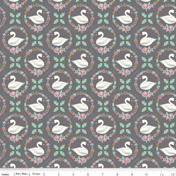 Swan Serenade Odette Gray Cotton Fabric