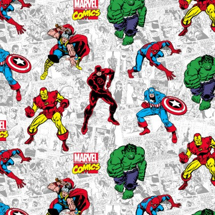 Avengers Retro Action Cotton Fabric