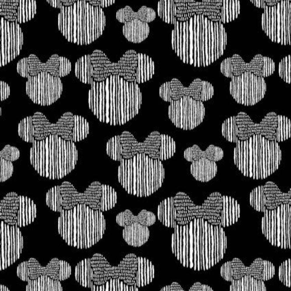 Minnie Mouse Heads Grey Cotton Fabric
