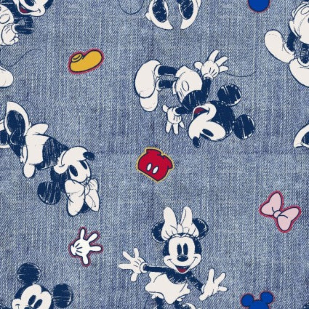 Disney Mickey and Minnie Mouse Full Character Badge Toss Cotton Fabric