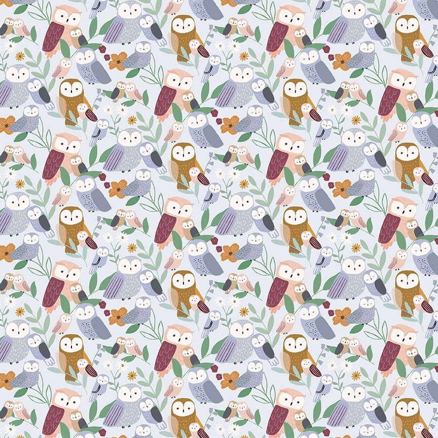 Don't give a Hoot Owl Misty Cotton Fabric