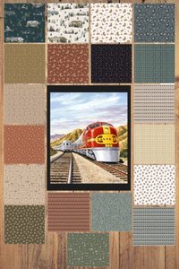 Train Panel Fabric and 19 print Bundle 1/2 Yard or 1 Yard Cuts