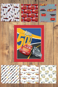 Disney Cars 3 Panel Fabric and 6 print Bundle Fat Quarter,  1/2 Yard or 1 Yard Cuts