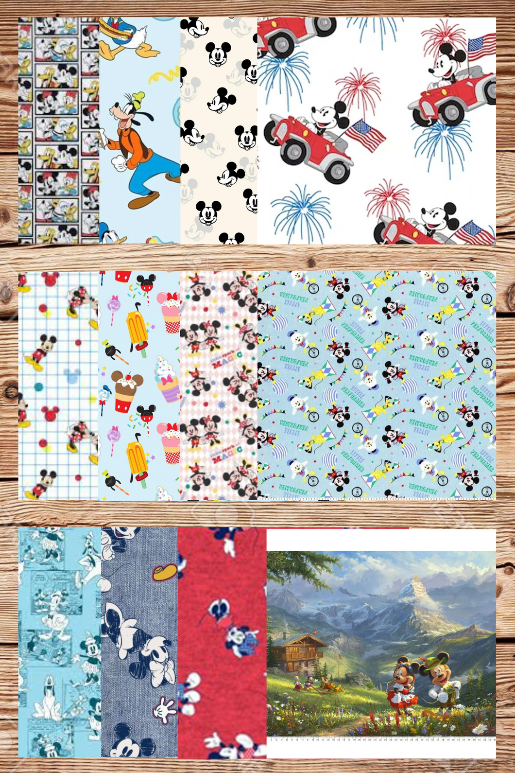 Assorted Minnie and Mickey Flat Fold Assortment 25 Yard Bundle Cotton Fabric
