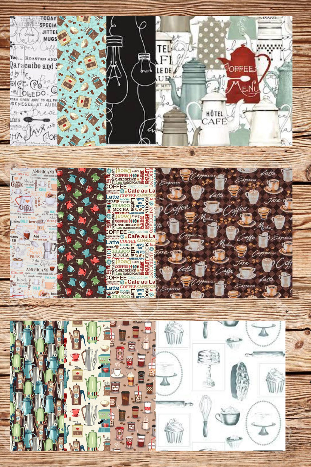 Assorted Coffee and Pastries Flat Fold Assortment 20 Yard Bundle Cotton Fabric