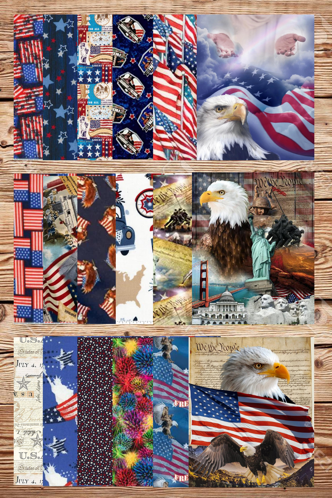 Assorted Patriotic Fabric - 1 lb Scrap Bundle