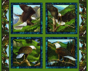 Flying High Eagle Pillow Panel Cotton Fabric