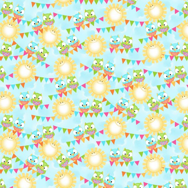 Sunny Day Owls Comfy Flannel Fabric