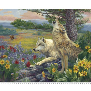 Wolves in Spring 45" Wide Panel Fabric