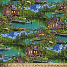 Load image into Gallery viewer, Handmade Valance or Curtain Panel Harmony Lake Life
