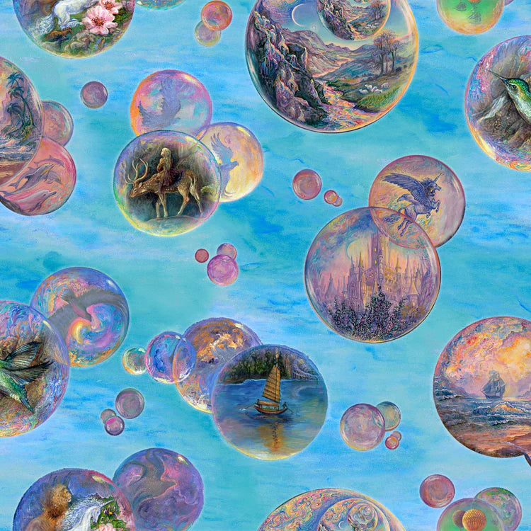 World of Wonder Bubbles Blue Cotton Fabric