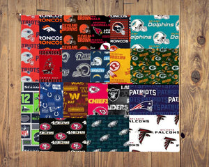 Assorted Sport Teams Football Licensed Cotton Fabric - 1 lb Scrap Bundle