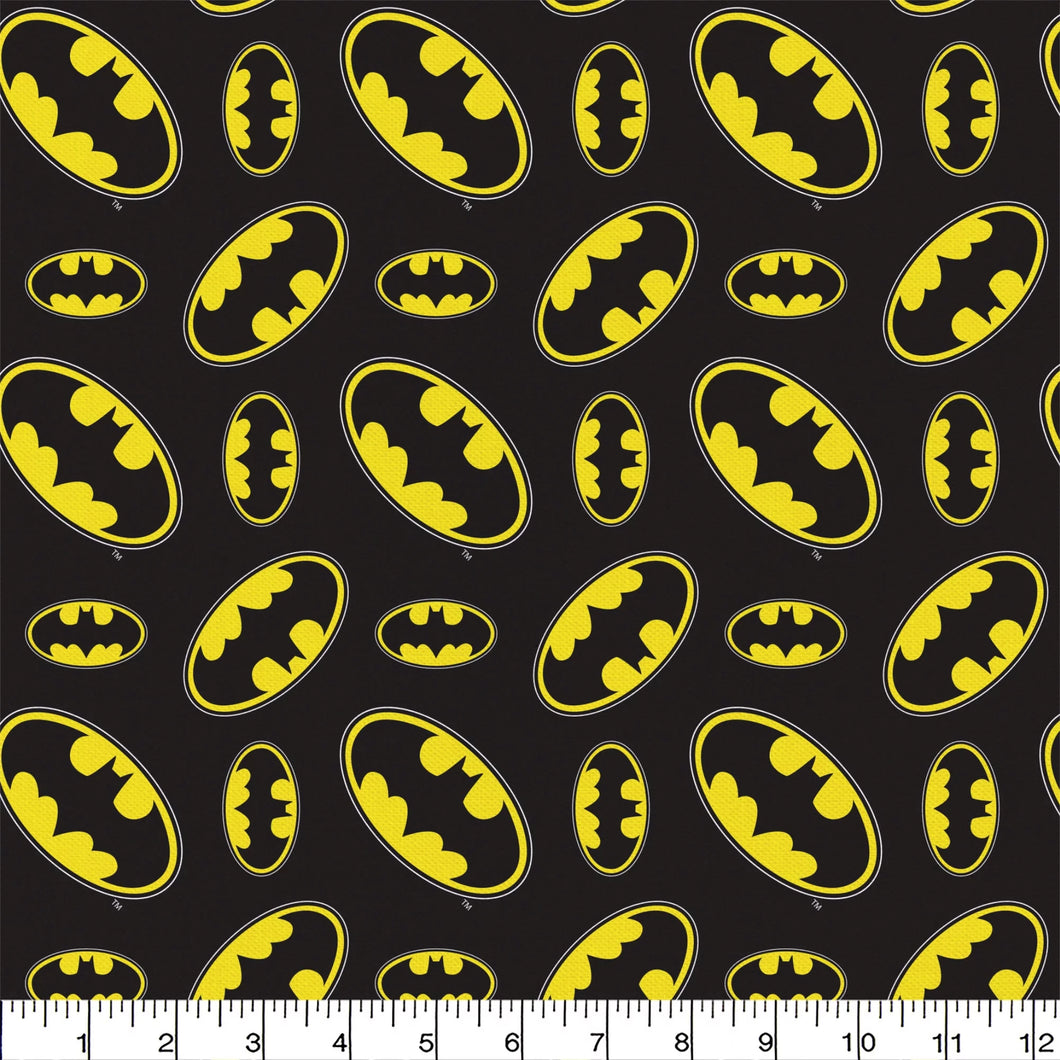 Justice League Batman Black Logo Cotton Fabric - 1 Yard Precut