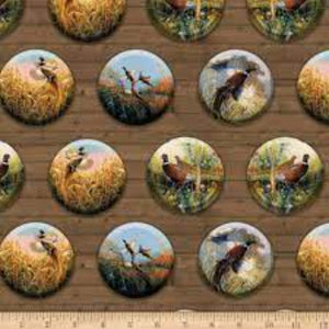 Pheasant Badges Cotton Fabric