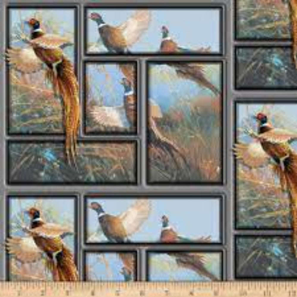 Pheasant Flying High Cotton Fabric