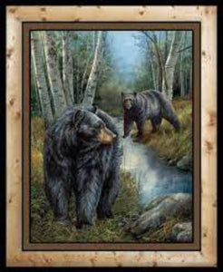 Reluctant Companion Black Bear 45" Cotton Wall Hanging Panel Fabric