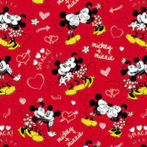 Mickey and Minnie Love Cotton Fabric