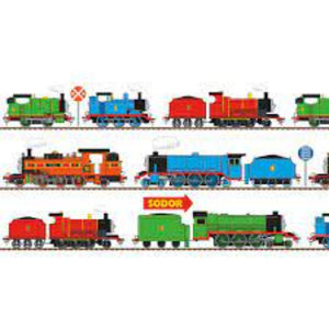 All Aboard with Thomas and Friends Train Line White Cotton Panel Fabric